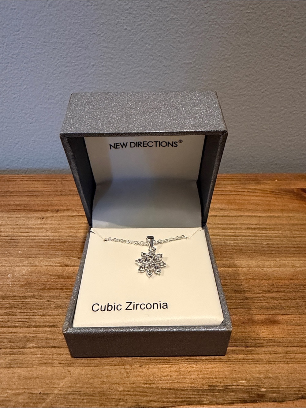 New Directions Cubic Zirconia Flower Pendant Necklace